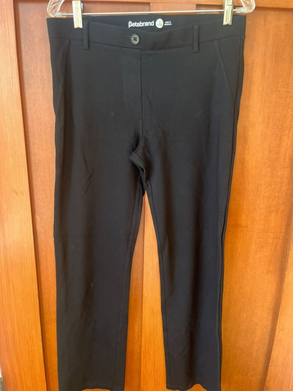 Betabrand Dress Pant Yoga Pants Black Straight Leg Professional Large Petite